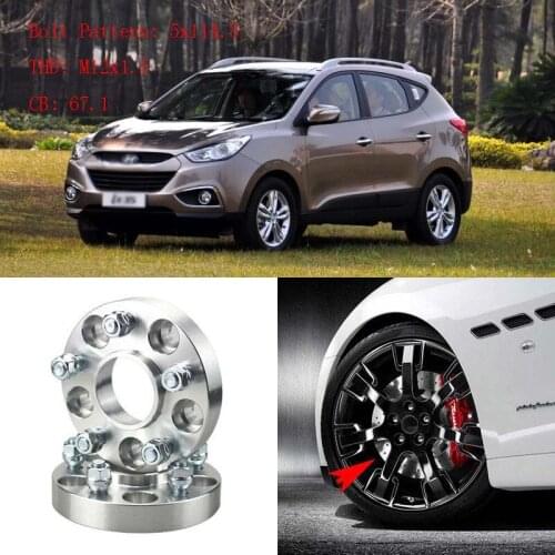 4pcs 1" Wheel Spacers Adapters 5 Lug 5x4.5"/5x114.3-12x1.5 Studs For Hyundai IX35 2010