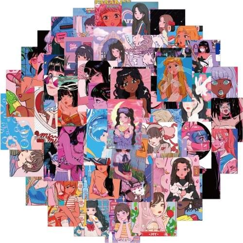 50PCS Japan Sweetheart Beauty Stickers Anime Girls Otaku Welfare Illustration for Phone Laptop Luggage Case Graffiti Sticker