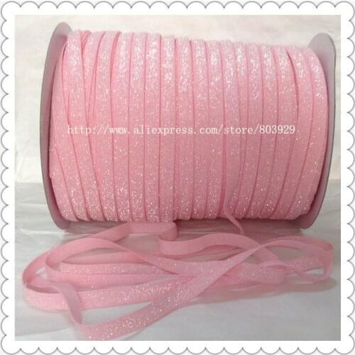 50yards/lot) Non - stretch 1.5" Frosted Light Pink Glitter Ribbon