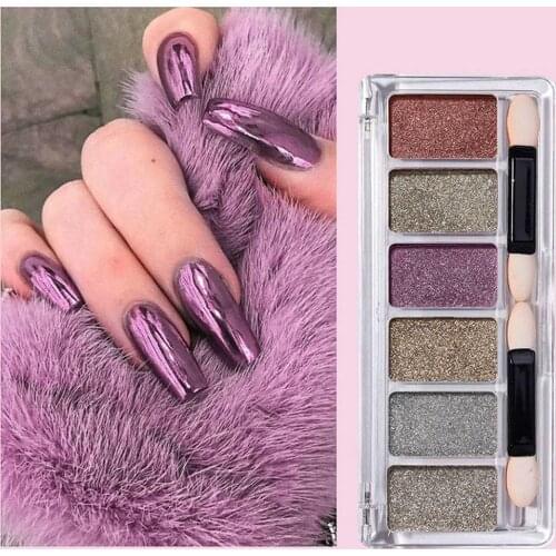 6 Colors Nail Crystal Diamond Powder Rainbow Color Glitter Shiny Pigment Holographic Glass Micro Drill Nails Art Decoration