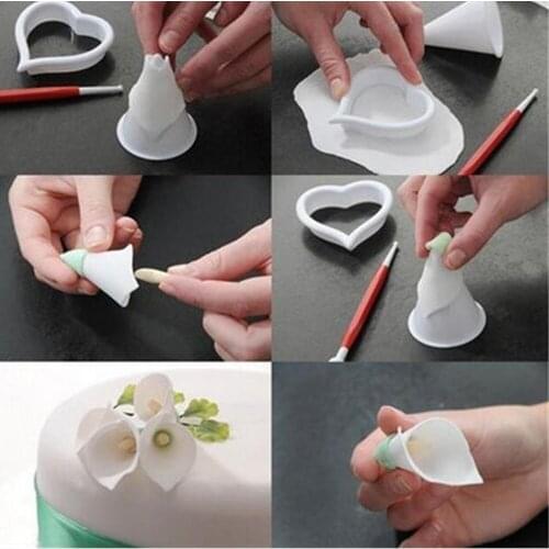 7PCS/SET Calla Lily Flower Shaped Cake Fondant Paste Mold DIY Baking Cookies Biscuits Vegetable Cutting Mold Cake Pastry Tools