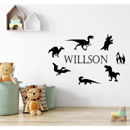 Free shipping Cartoon dinosaur Removable Art Vinyl Wall Stickers For Living Room Kids Room Wall Art Decal