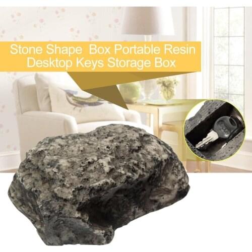 Stone Shape Security Safe Storage Box Portable Small Size Resin Desktop Keys Storage Box Organizer