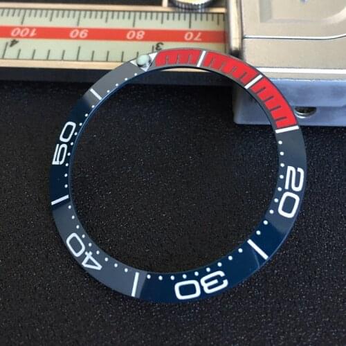 For Omega Sea master series Sloped ceramic bezel insert 38*30.6mm Luminous pip at 12 Replacement watch parts