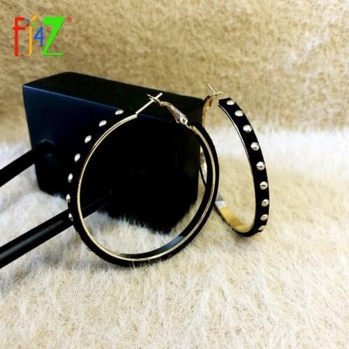 F.J4Z 2021 New Hoop Earrings for Women Fashion Designer Rivet Velvet Big Party Show Earring Lady Evening Jewelry Dropship