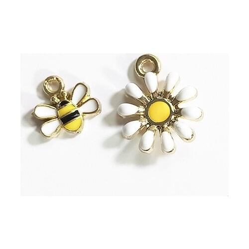 10pcs Enamel Printed dandelion cherry magnolia alloy pendant jewelry accessories headwear earrings pendant Korean version