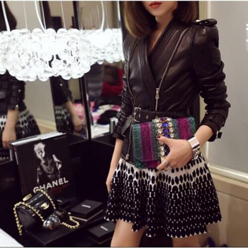 Casaco Jacket Real Solid Full Jaquetas Feminino Bomber 2019 Autumn New Sheep Leather Female Section Slim Locomotive Large Size