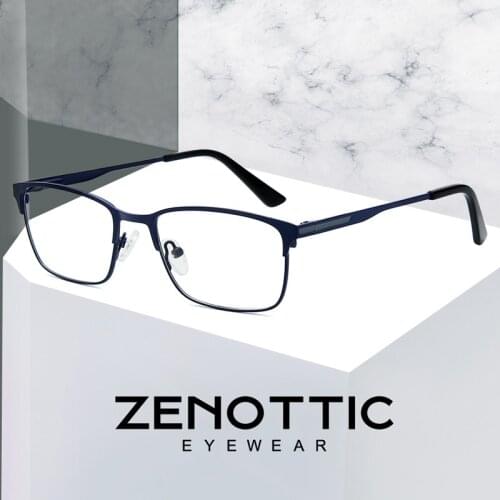 ZENOTTIC Metal Optical Glasses Frame Men Square Eyewear Male Classic Business Style Full Myopia Prescription Eyeglasses Frames