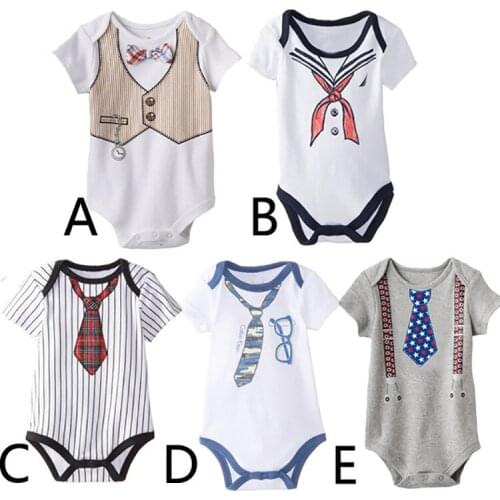 Summer Baby Boy Rompers Bow Tie Print Newborn Boys Clothes Cotton Short Sleeve Toddler Clothing Infant Jumpsuits