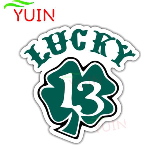 Lucky 13 Car Sticker Fashion Style PVC Motorcycle Auto Parts Decals Body Window Decoration Waterproof Sunscreen Decal 13cm*13cm