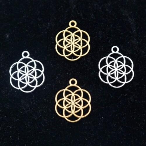 10pcs Fashion Flower of Life Pendant, Friendship of Loops Charm, Light of Technology Charm, DIY Earring Necklace Jewelry Making