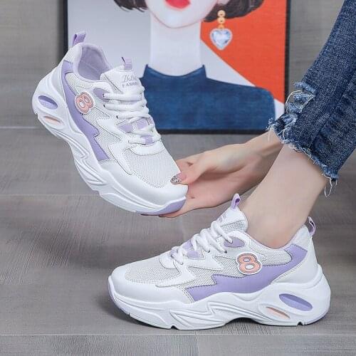 2021 Autumn Daddy Shoes Women Sports Casual Shoes Youth Platform Mix Color Street Shoes Lightweight Breathable Trend Shoes