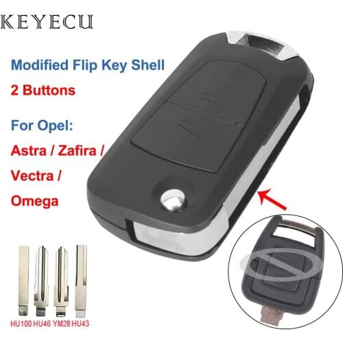 Keyecu Modified Flip Folding Remote Car Key Shell Case 2 Buttons for Vauxhall Opel Astra Zafira Vectra Omega