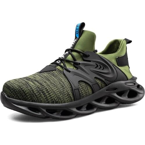 Fashion Mens Safety Shoes Steel Toe 100% Breathable Camouflage Mesh Upper Work Boots Large Size 36-48 Work Causal Shoes