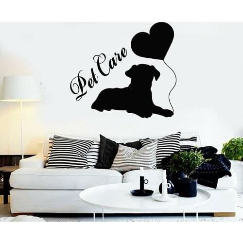 Love Pet Care Dog Heart Balloon Wall Stickers Pet Shop Animal Sticker Vinyl Decals Window Decor P682