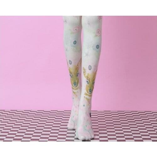 New Fashion Deer Flower Diamond Printed Pantyhose
