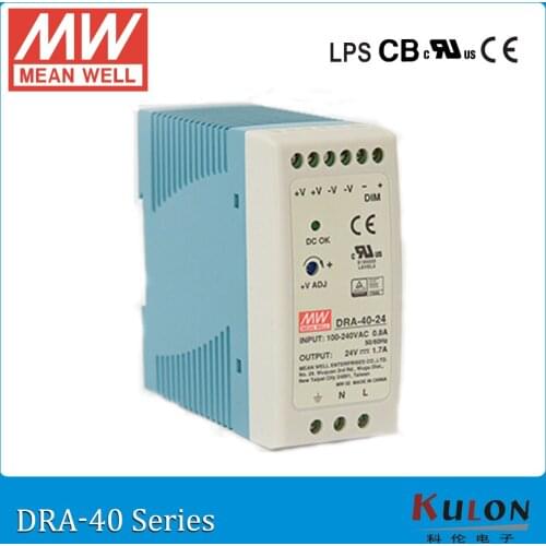 Original MEAN WELL DRA-40-24 40W 1.7A 24V Industrial DIN Rail Mounted and adjustable meanwell Power Supply DRA-40