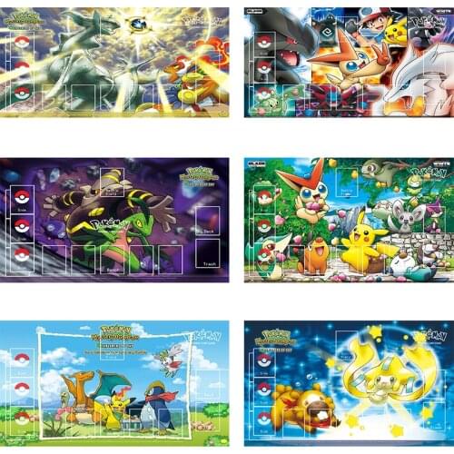 Pokemon PTCG Battle Card Table Mat Card Mat Pikachu Three Sacred Snorlax Arceus 600x375x2mm DIY Double Mat Kids Toy Gift