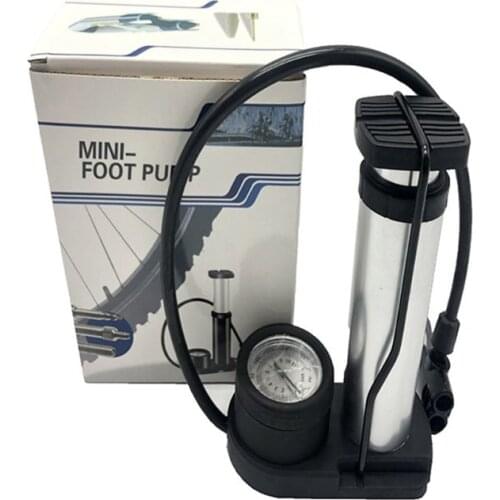 Portable Bicycle Tyre Inflator Foot Activated Floor Bike Pump with Pressure Gauge Inflatable Device