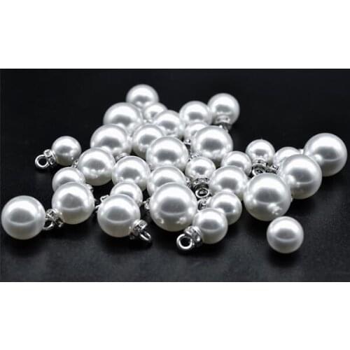 20pcs 8mm 10mm 11.5mm pearl silver/gold leg with rhinestones shirt DIY buttons