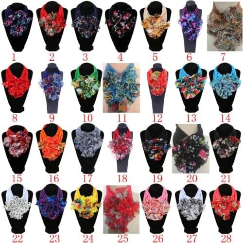 Womens Floral Collar Scarf Luxury Flower Printed Neckerchief Ring Neck Scarves