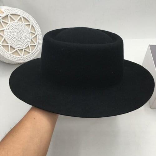 Fedoras Panama Web celebrity autumn winters same flat female British about black wool felt hat along the wide restorin