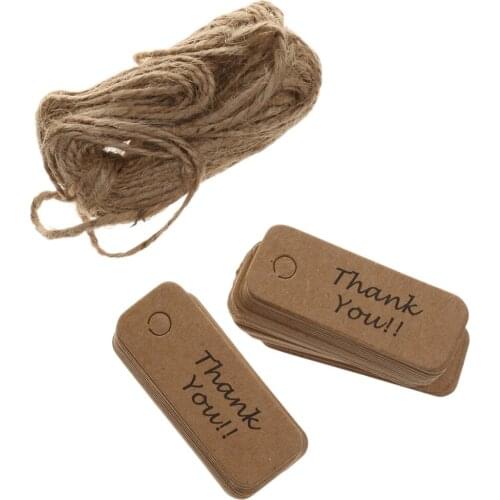 Wedding Party 100pcs Thank You/Love Christmas Kraft Paper Gift Tags Labels Hanging Cards Brown for DIY Party Decoration Supply
