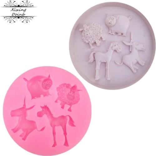Pig sheep horse donkey shape silica gel mold sugar cake decoration tools chocolate gum mold sugar craft kitchen tools
