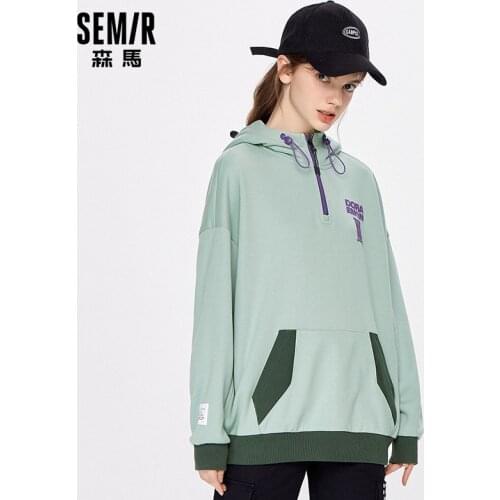 SEMIR Sweatshirt Women 2021 Autumn New Hooded Printing Fashion Student Loose Tops Casual Cute Hoodies Couple Outfit