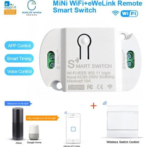DIY Bluetooth-compatible Mini Wi-Fi Smart Light Switch Timer EWeLink APP Wireless Remote Control Works With Alexa Google Home