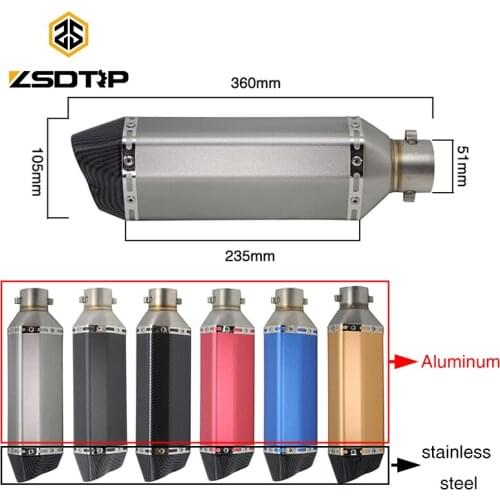 ZSDTRP Universal Exhaust Motorcycle Muffler Pit Dirt Bike Escape For FZ6 CBR250 gsr600 750 msx125 crf 230 cb650f tmax 530