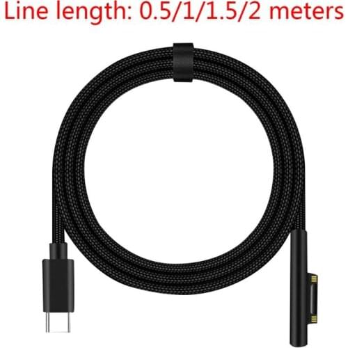 Type C Power Supply Charger Adapter 15V 3A PD Fast Charging Cable for Micro-soft Surface Pro 3 4 5 6 GO 0.5/1/1.5/2m