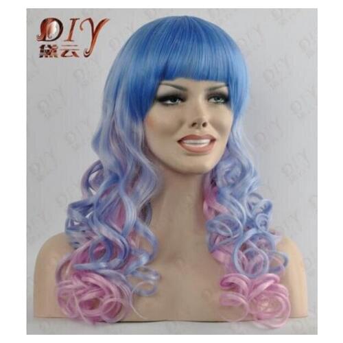Zhao079004293>+++wig Multi-Color Curly Pretty 22" Long Wig Anime Cosplay Full Hair T2520-4134-2333