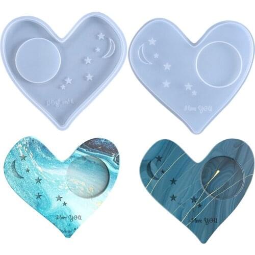 DIY Love Heart Coaster Resin Mold Epoxy Square Shape Coaster Silicone Mold Resin Craft Home Decoration Christmas Gift