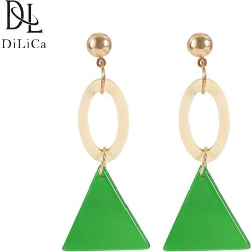 DiLiCa Fashion Bohemian Drop Earrings for Women Wood Geometric Statement Earrings Vintage Dangle Earring Kolczyki