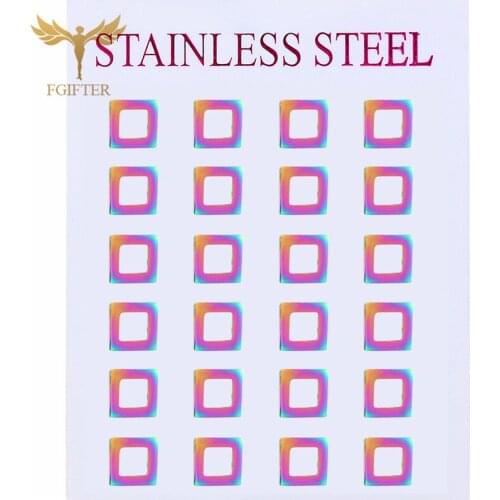 Rainbow Color Square Stud Earrings For Womens Sweet and Simple Geometric Jewelry Girls Gifts Wholesale