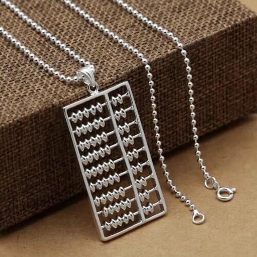 Emith Fla Genuine 925 Sterling Silver Vintage Abacus Pendant For Women Men Handmade Necklace Jewelry Retro Slide Pendants Cute