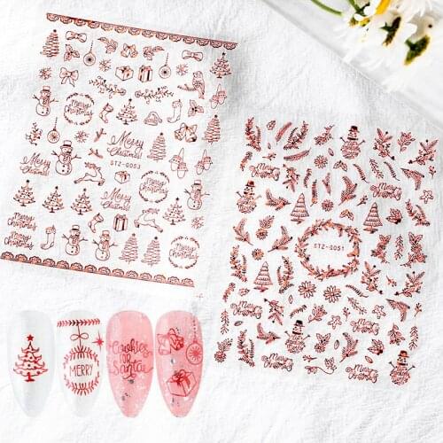 1pc Christmas Manicure New Year Snowflake Santa Snowman Stickers For Nails Inscriptions Nail Art Decoration Water Sticker Tips