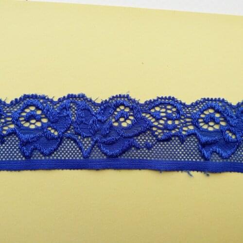 10 yards / batch of beautiful sapphire embroidered elastic lace 3.5 cm wide DIY clothing lace jewelry accessories