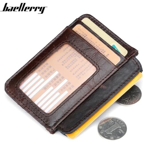 100% Cow Genuine Leather Card Holder Wallet Men Or Women With Photo and Coin Pocket Small Purse Female Male Card Bag