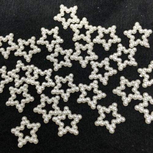 100pcs 10mm Open Star Ivory Pearls Confetti Flatbacks Embellishments DIY Phone Nail Decorations Scrapbooking Crafts Cardmaking