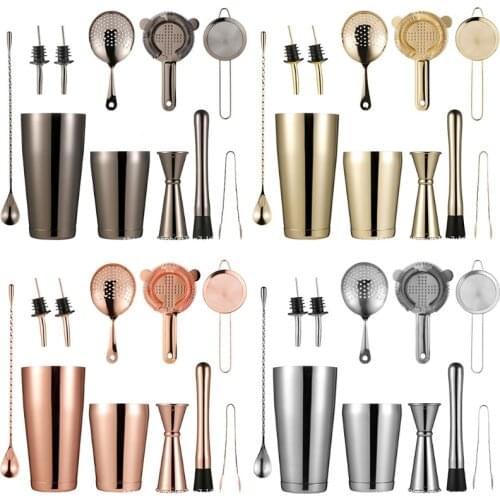 11pcs Stainless Steel Cocktail Shaker Bar Strainer Double Jigger Muddler Spoon wine accessories bar accessories home