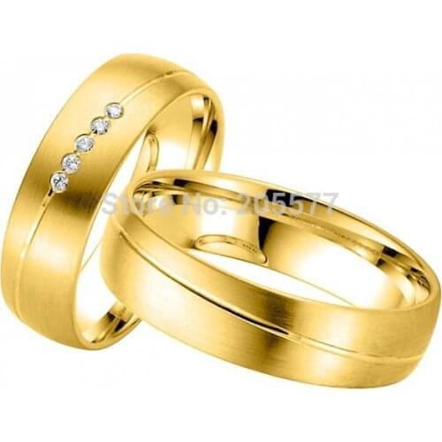 2014 new design beatiful titanium stainless steel jewelry yellow gold plating couple wedding rings for men and women
