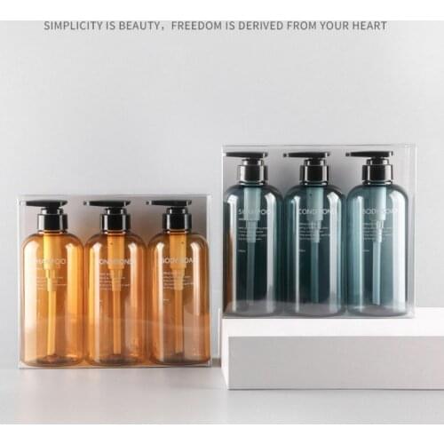3Pcs 500ml Empty Bottle Set Shampoo Shower Gel Hair Conditioner Press Pump Soap Dispenser Bathroom Refillable Bottle