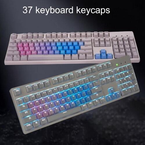37-Key Pink-Blue Gradient Backlight PBT Keycaps Mechanical Keyboard Replacement Caps for Computer Laptop