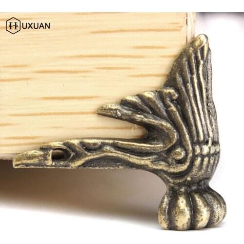 4/8pcs Antique Wood Box Feet Leg Corner Protector Triangle Rattan Carved Decorative Bracket For Furniture Hardware