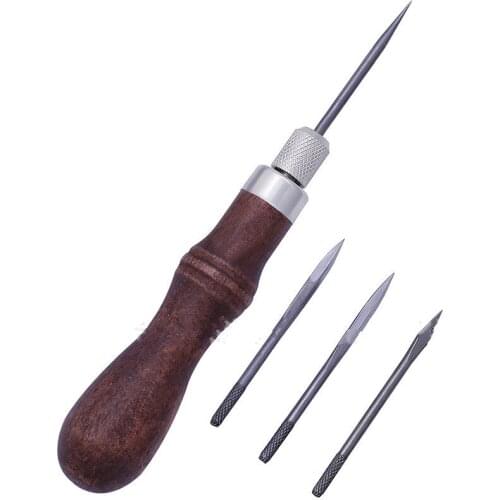 4 in 1 Leather Sewing Awl Tool Set Repairing Stitching Supplies Sewing Needle Kit