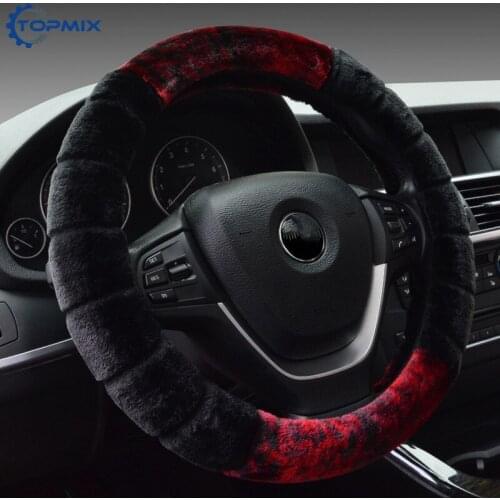 4 Colors Soft Short Fur Car Steering Wheel Cover High-density Winter Warm Plush Steering Wheel Protector Cover 38cm