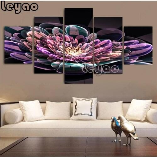 5d DIY Diamond Painting 5Pcs Abstract Luxury Petal Full Square Round Drill Embroidery Flower Mosaic Rhineston Decor Wall Art