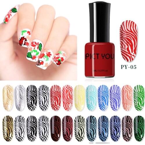 8ml Color Stamping Nail Polish Black White Red Nail Art Printing Varnish DIY Design Varnish 12 Colors